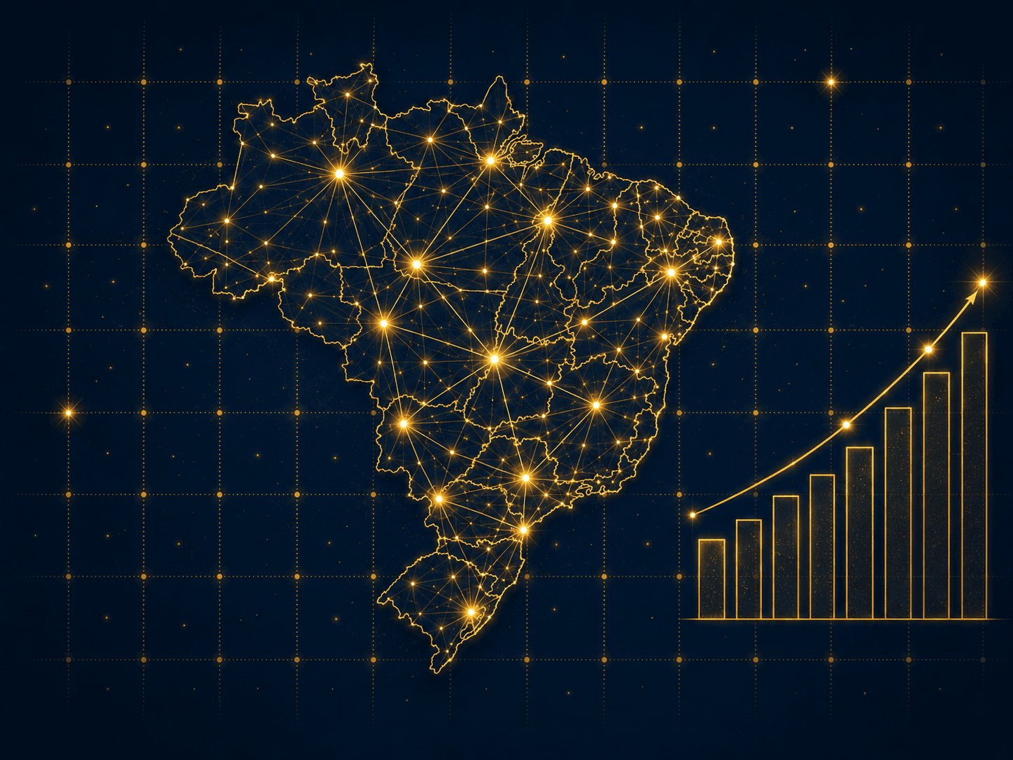 Mapa do Brasil representando a cobertura nacional dos conteúdos sobre precatórios