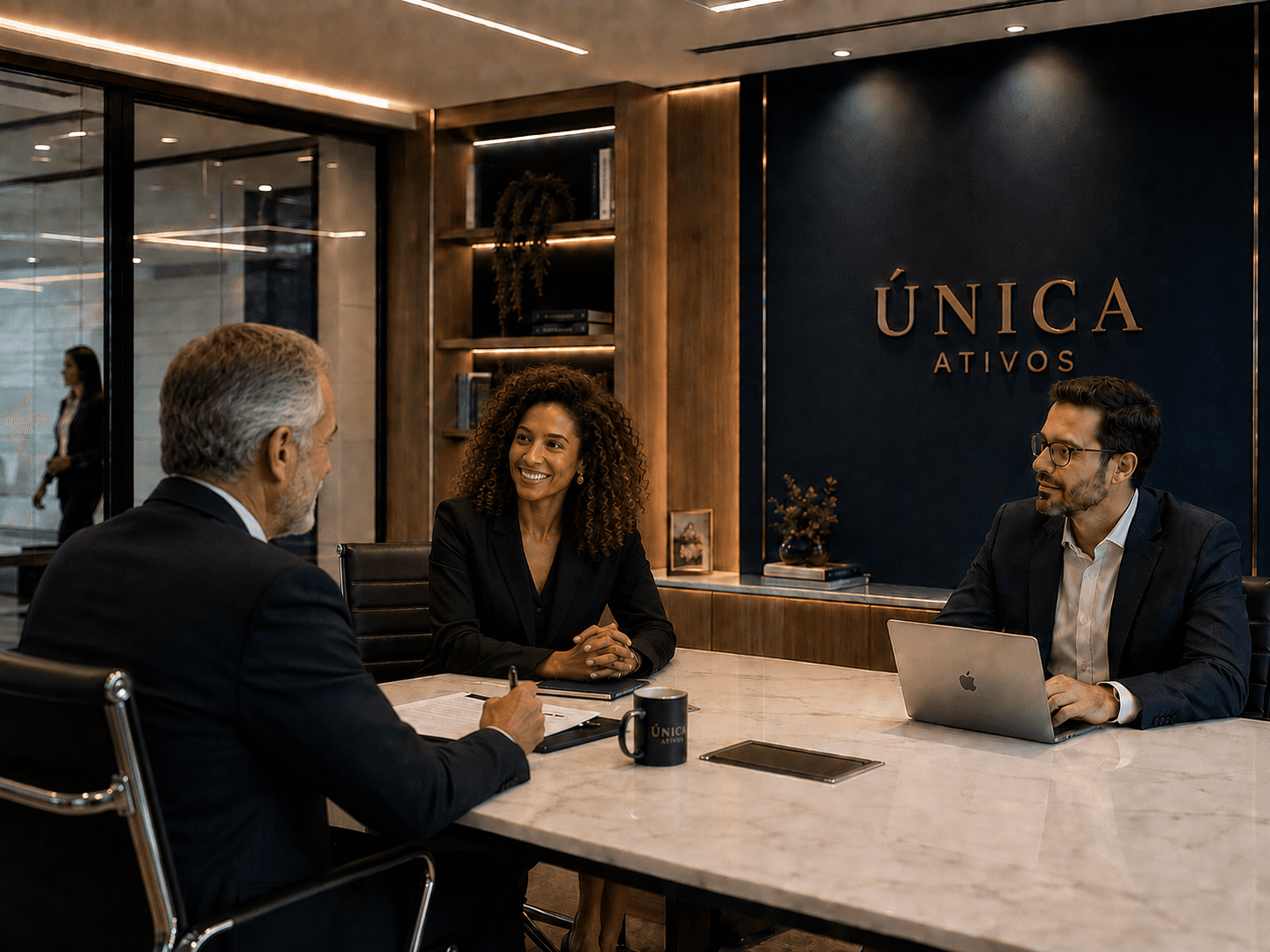 Representação institucional de uma reunião profissional da Única Ativos